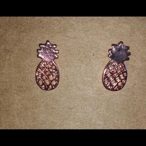 Rose gold colored pineapple studs